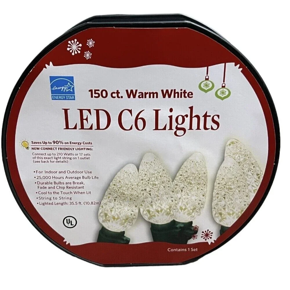 New Energy star 150 ct Warm white Led C6 Lights.